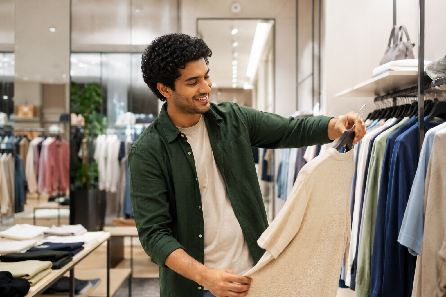 Shopper browsing products in retail store